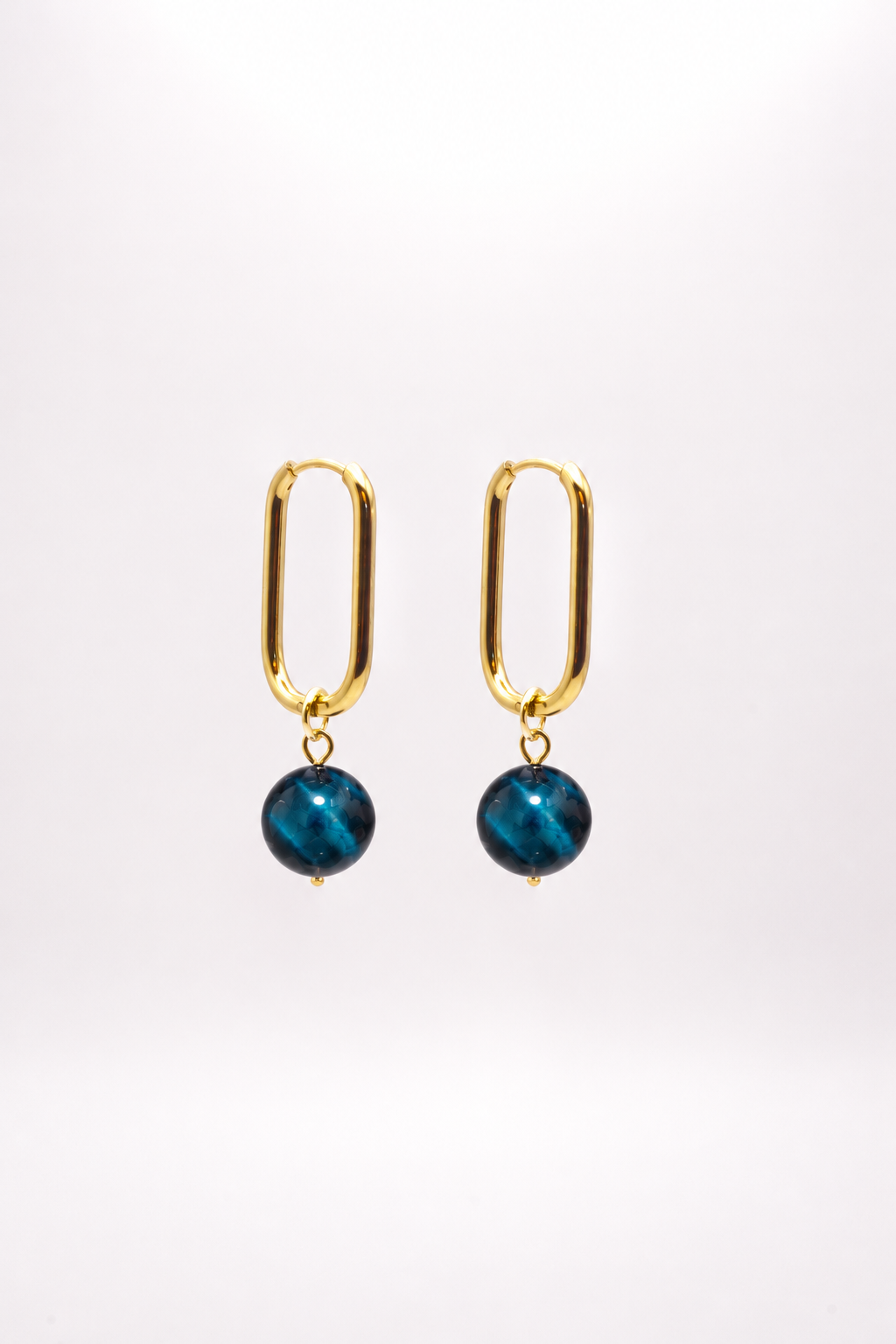 Boucles d'oreilles Cara Oeil de Tigre bleu