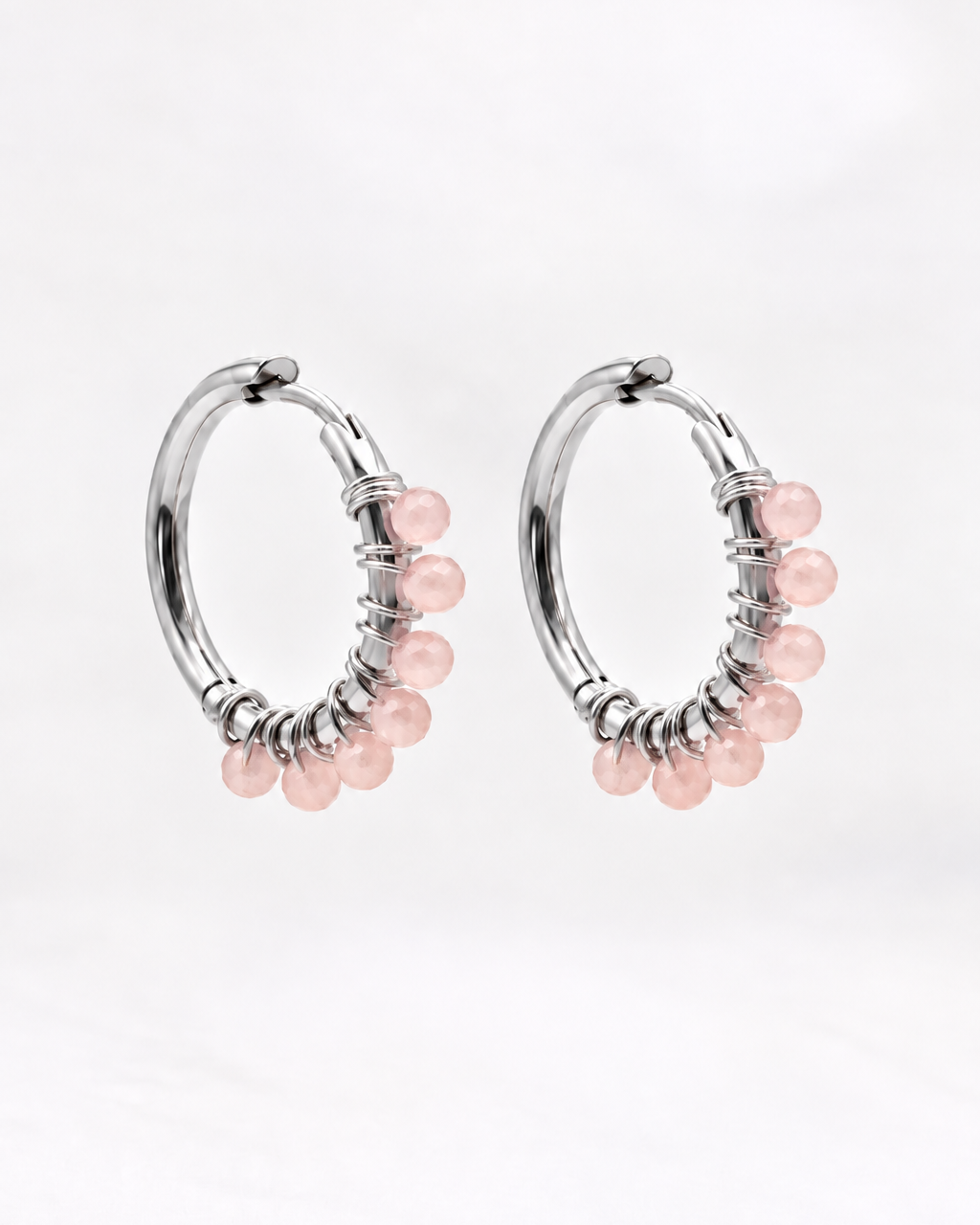 Boucles d'oreilles Liv Quartz rose clair
