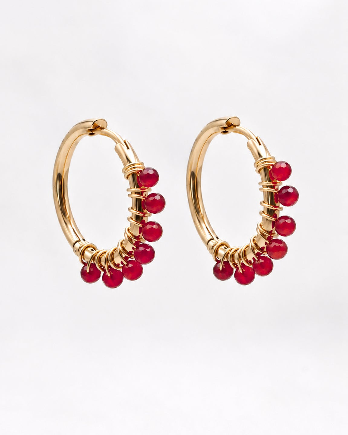 Boucles d'oreilles Liv Calcédoine rouge