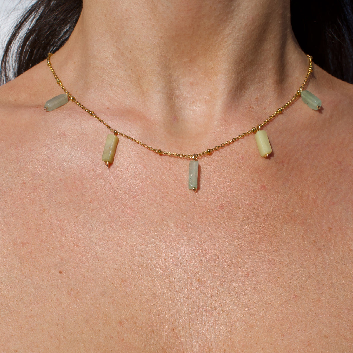 Collier Ava, Aventurine & Quartz citron