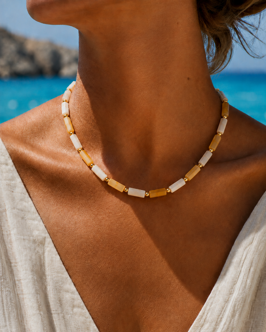 Collana Avi in avventurina gialla