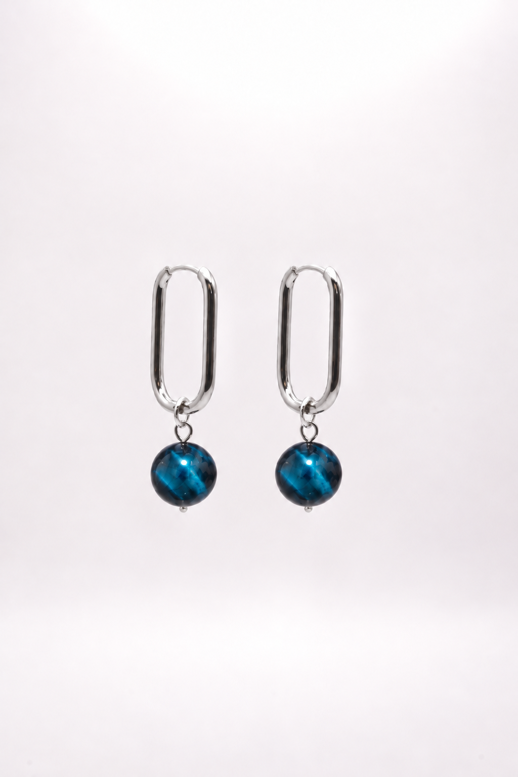 Boucles d'oreilles Cara Oeil de Tigre bleu