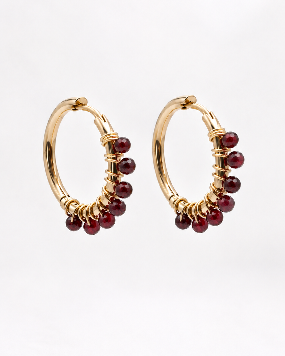Boucles d'oreilles Liv Grenat