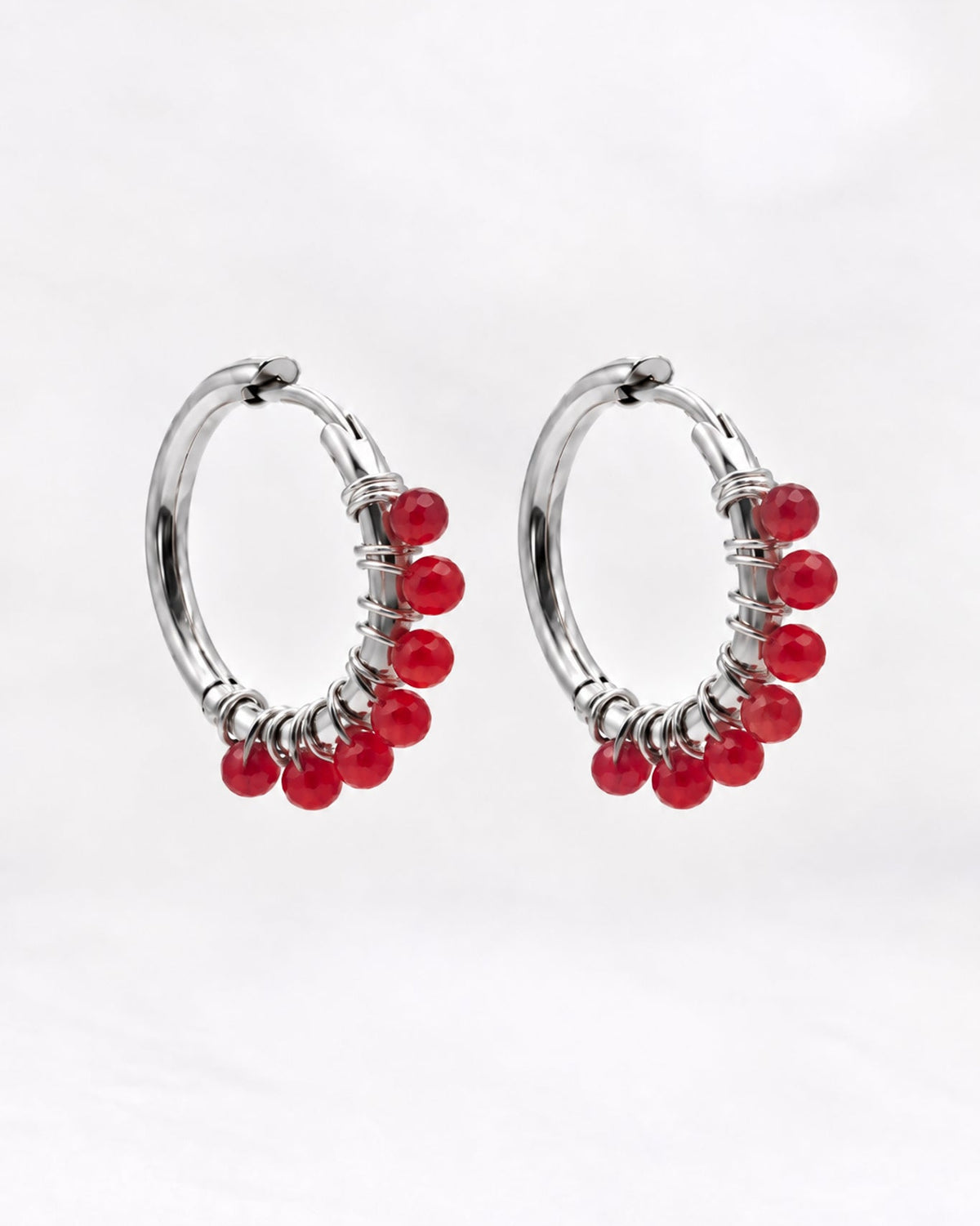Boucles d'oreilles Liv Calcédoine rouge