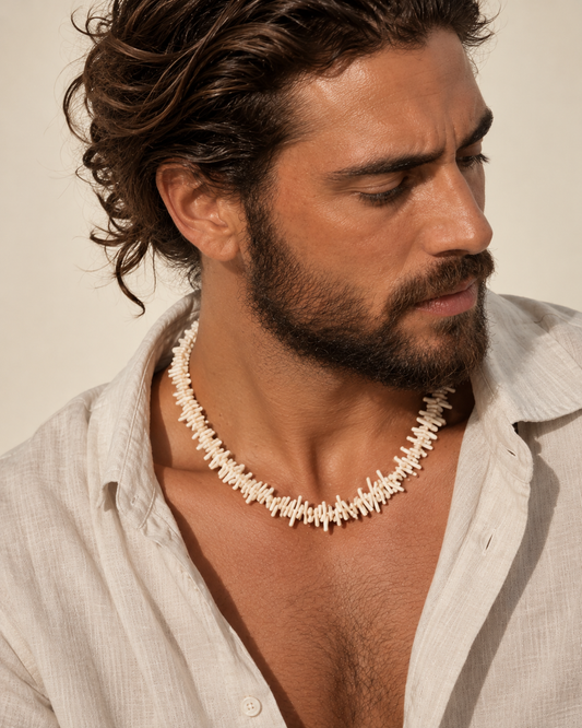 Collier Corail crème homme