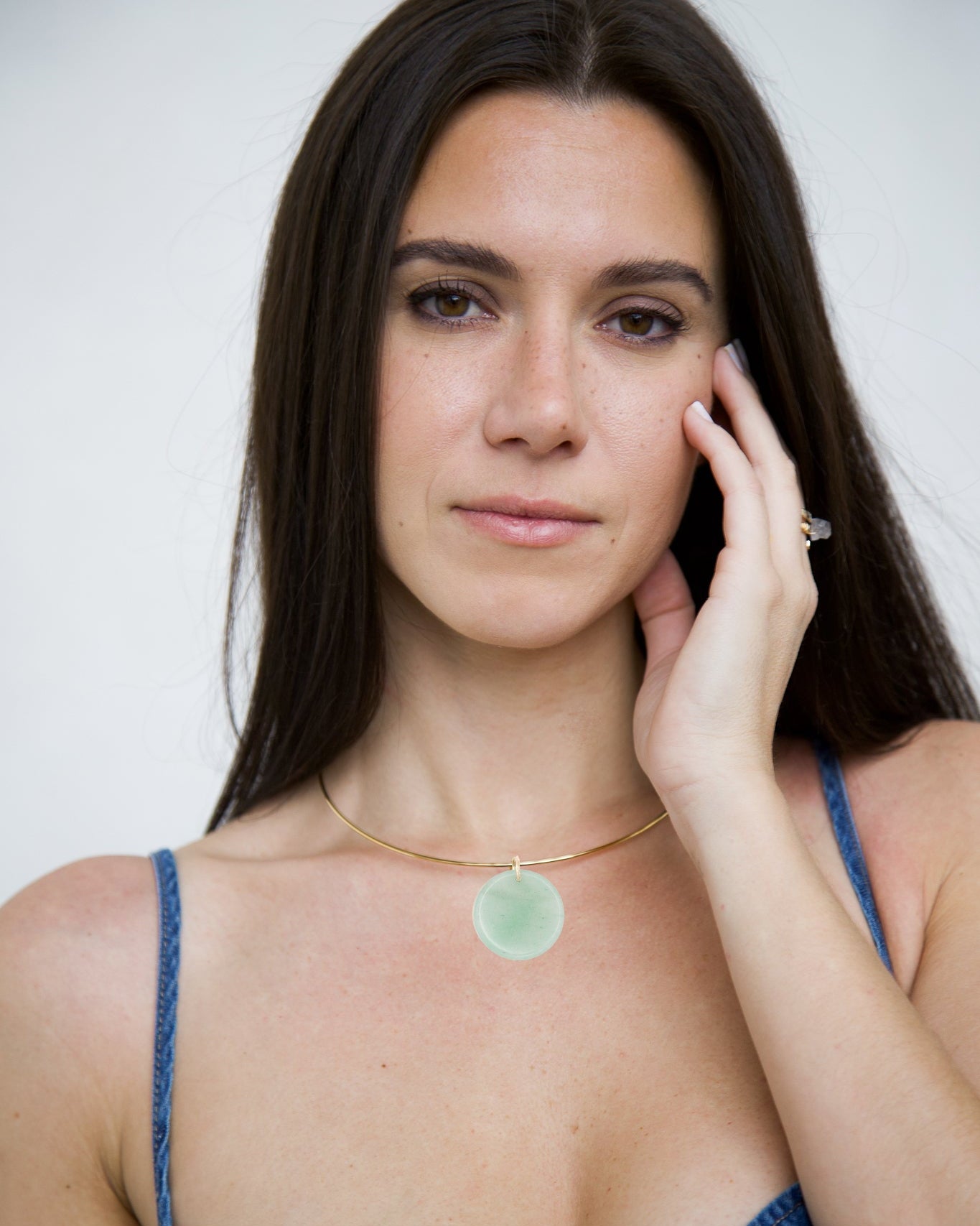 Collier jonc pierre plate - Personnalisable