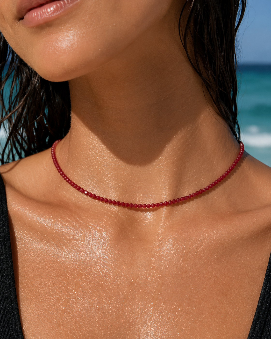 Collier Liv Calcédoine Rouge