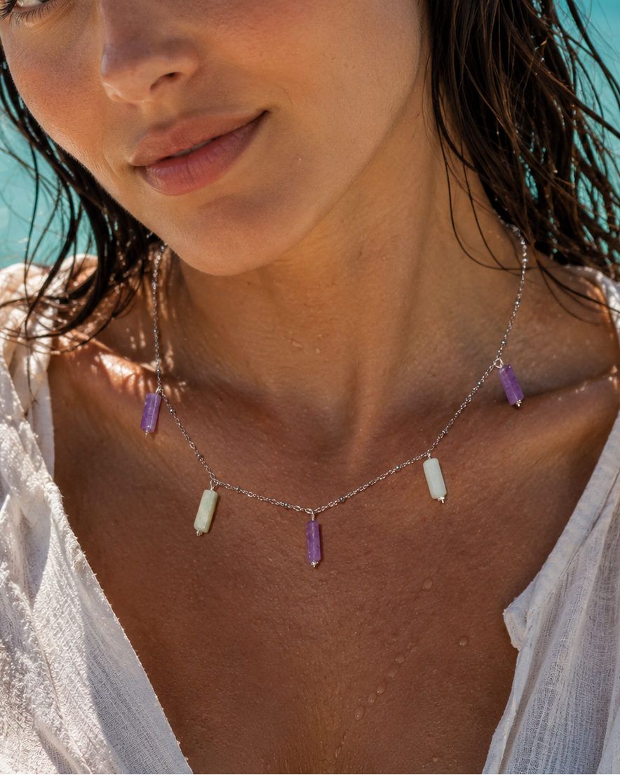 Collana Ava, Ametista e Amazonite