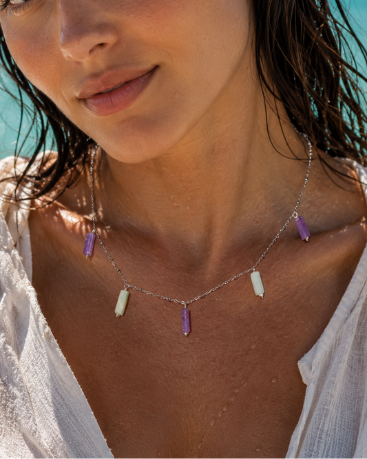 Collier Ava, Améthyste & Amazonite