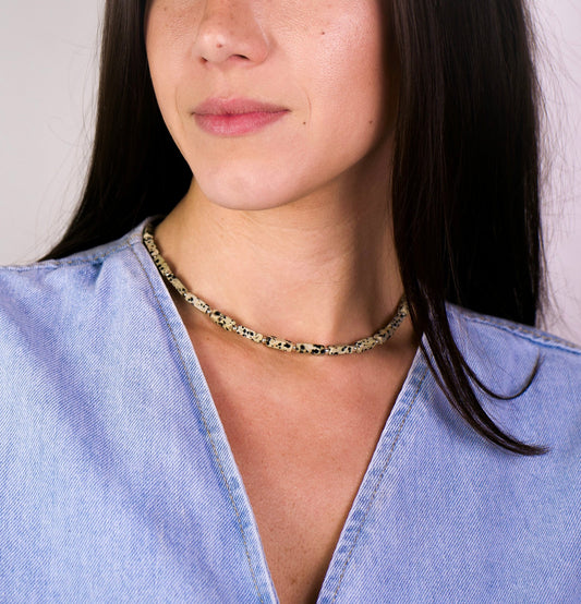 Collana Avi in diaspro dalmata