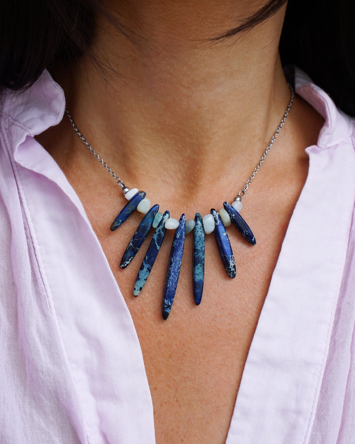 Netzah mini Jaspe bleu et Amazonite