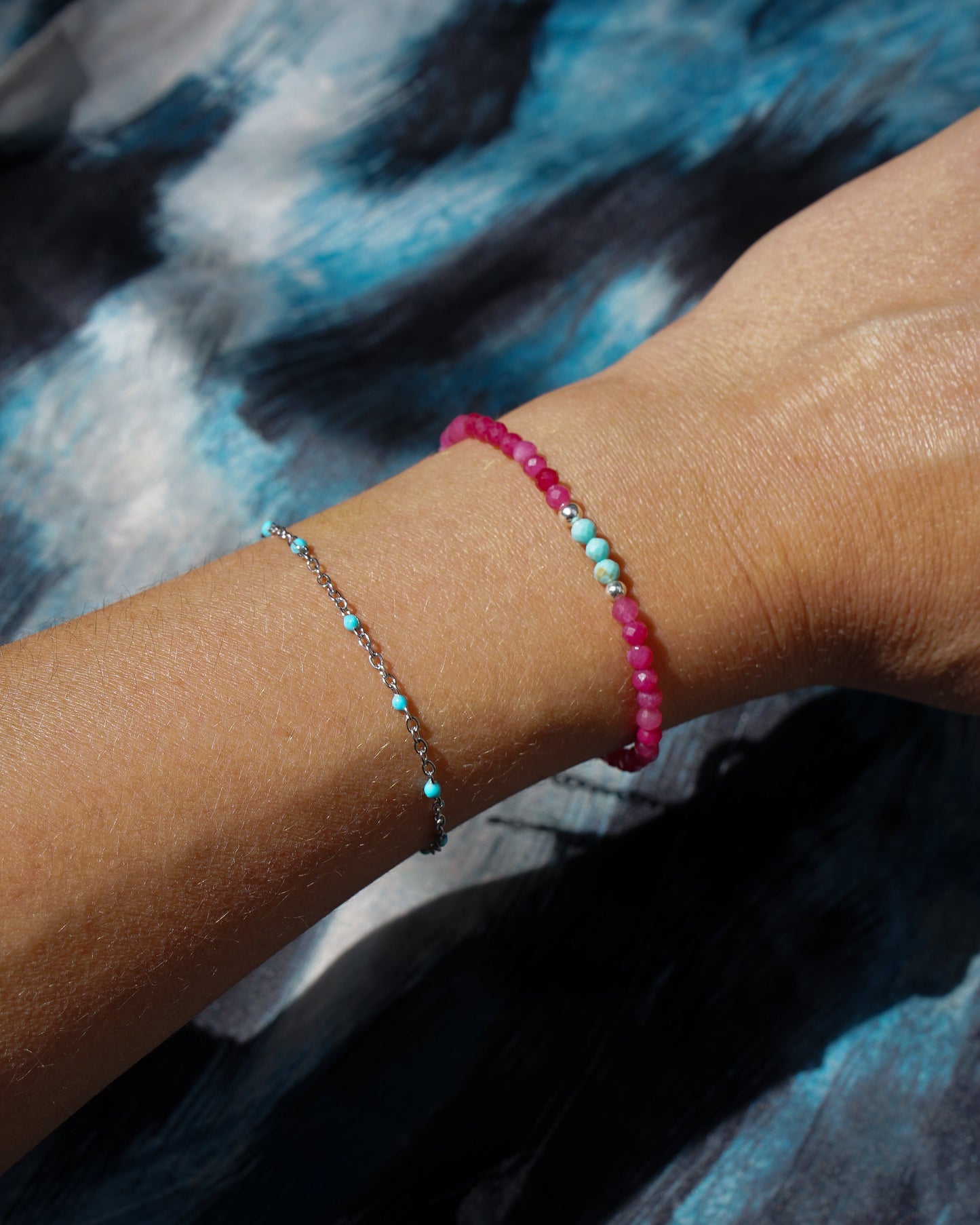 Bracelet Liv Quartz rose & Turquoise
